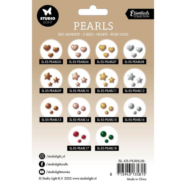 Studio Light - " Self-adhesive Pearls Rose Gold Hearts " -  selbstklebende Halbperlen