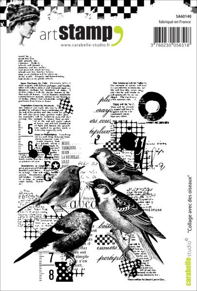 Carabelle Studio - Cling Stamp Art -  Collage Avec Des Oiseaux - Stempel