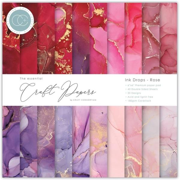 Craft Consortium Papierblock 6x6" Essential Craft Papers Ink Drops 