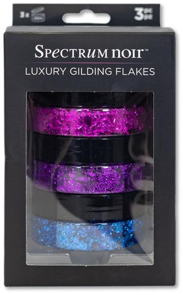 Spectrum Noir - Gilding Flakes - Carnival - Midnight Mauve - Deep Iris - Lapis Blue - 3x50ml - Dekometallflocken