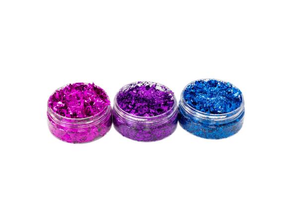 Spectrum Noir - Gilding Flakes - Carnival - Midnight Mauve - Deep Iris - Lapis Blue - 3x50ml - Dekometallflocken