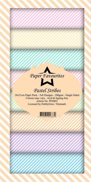 Paper Favourites - "  Pastel Stribes  " - Slim Paper Pack - 3x8 Inch 