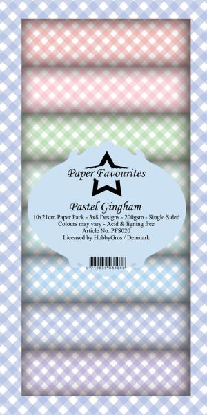 Paper Favourites - "  Pastel Gingham  " - Slim Paper Pack - 3x8 Inch 