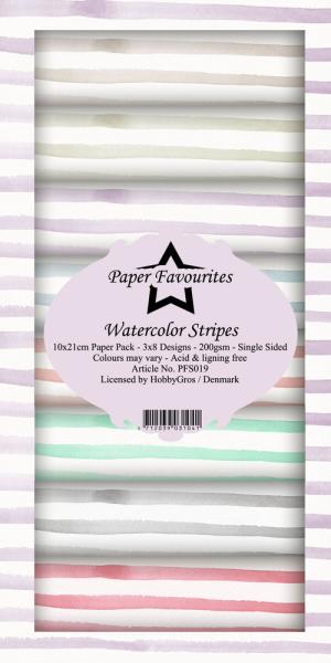 Paper Favourites - "  Watercolor Stripes  " - Slim Paper Pack - 3x8 Inch 