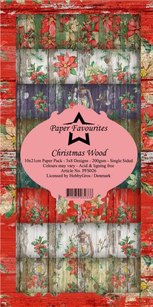 Paper Favourites - "  Christmas Wood  " - Slim Paper Pack - 3x8 Inch 