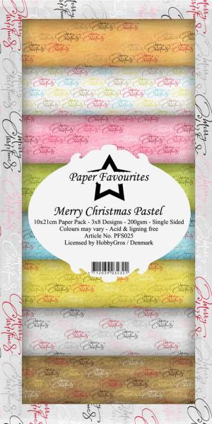 Paper Favourites - "  Merry Christmas Pastel  " - Slim Paper Pack - 3x8 Inch 