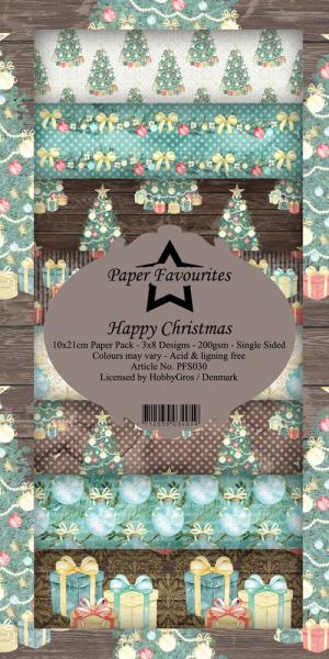 Paper Favourites - " Happy Christmas  " - Slim Paper Pack - 3x8 Inch 