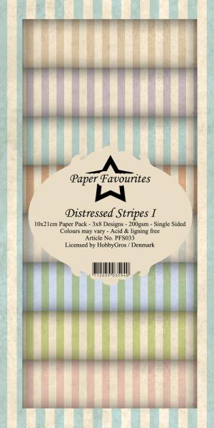 Paper Favourites - "  Distressed Stripes I  " - Slim Paper Pack - 3x8 Inch 