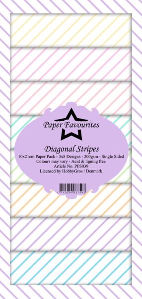 Paper Favourites - "  Diagonal Stripes  " - Slim Paper Pack - 3x8 Inch 