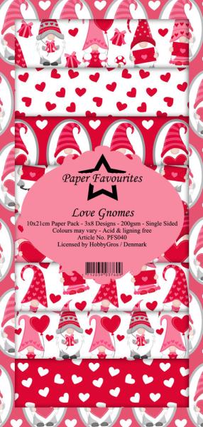 Paper Favourites - "  Love Gnomes  " - Slim Paper Pack - 3x8 Inch 