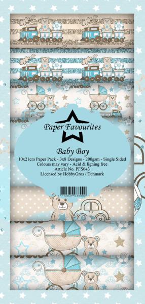 Paper Favourites - "  Baby Boy  " - Slim Paper Pack - 3x8 Inch 