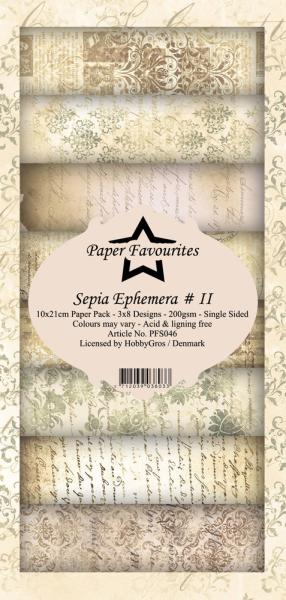 Paper Favourites - "  Sepia Ephemera # II  " - Slim Paper Pack - 3x8 Inch 