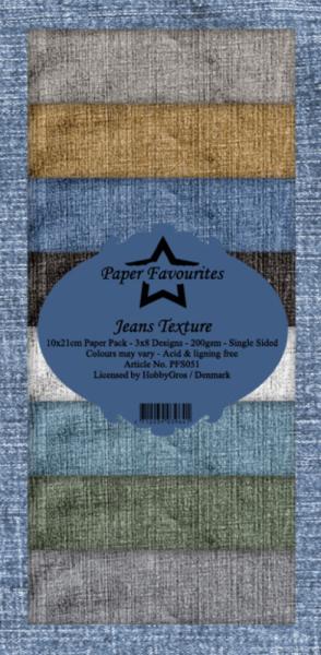 Paper Favourites - "  Jeans Texture  " - Slim Paper Pack - 3x8 Inch 