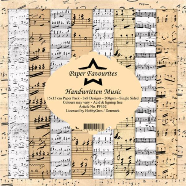 Paper Favourites - "  Handwritten Music  " - Paper Pack - 6x6 Inch