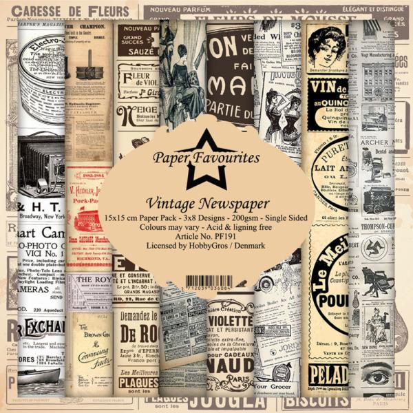 Paper Favourites - "  Vintage Newspaper  " - Paper Pack - 6x6 Inch