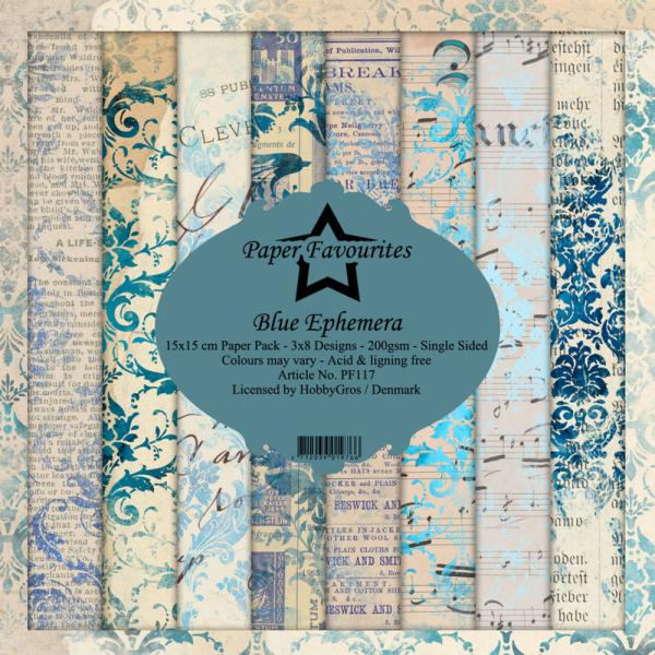 Paper Favourites - "  Blue Ephemera  " - Paper Pack - 6x6 Inch