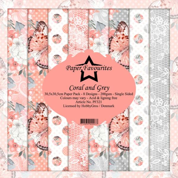 Paper Favourites - "  Coral and Grey  " - Paper Pack - 12x12 Inch