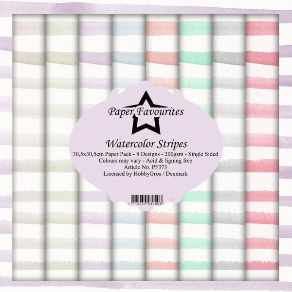 Paper Favourites - "  Watercolor Stripes  " - Paper Pack - 12x12 Inch