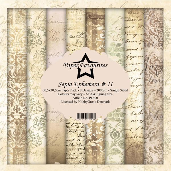 Paper Favourites - "  Sepia Ephemera # II  " - Paper Pack - 12x12 Inch