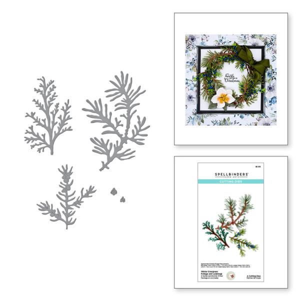 Spellbinders Dies "Winter Evergreen Foliage and Ladybugs Etched" Stanzschablonen