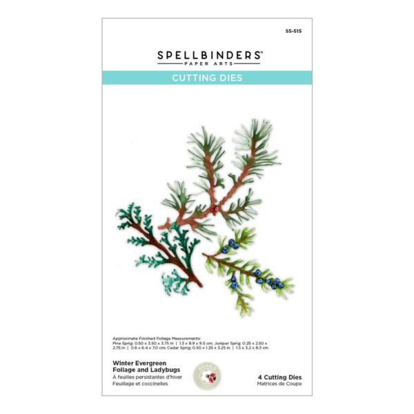 Spellbinders Dies "Winter Evergreen Foliage and Ladybugs Etched" Stanzschablonen