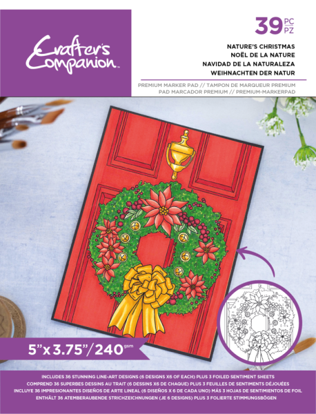 Crafters Companion - Card Front Colouring Pads - Natures Christmas - Premium Markerpad