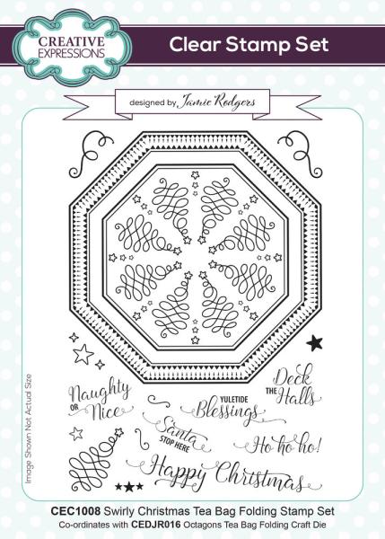 Creative Expressions - Clear Stamp A5 - Tea Bag Folding Swirly Christmas  - Stempel