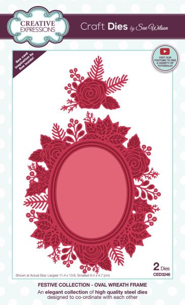 Creative Expressions - Craft Dies -  Festive Oval Wreath Frame  - Stanze