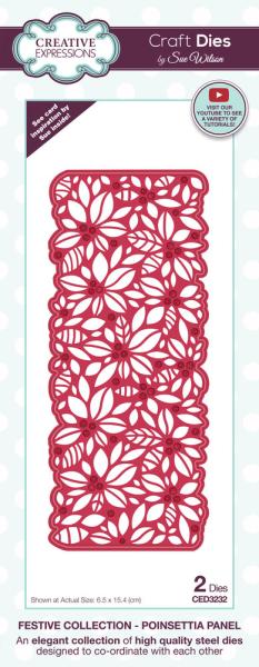 Creative Expressions - Craft Dies - Festive Poinsettia Panel - Stanze