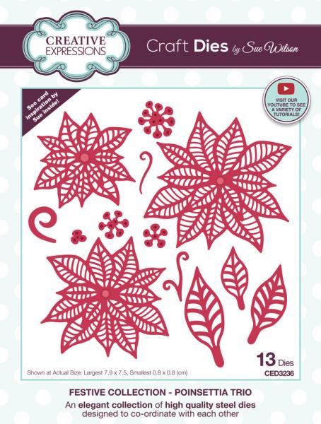 Creative Expressions - Craft Dies - Festive Poinsettia Trio - Stanze