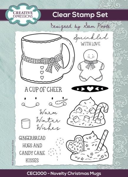 Creative Expressions - Clear Stamp A5 - Novelty Christmas Mugs - Stempel