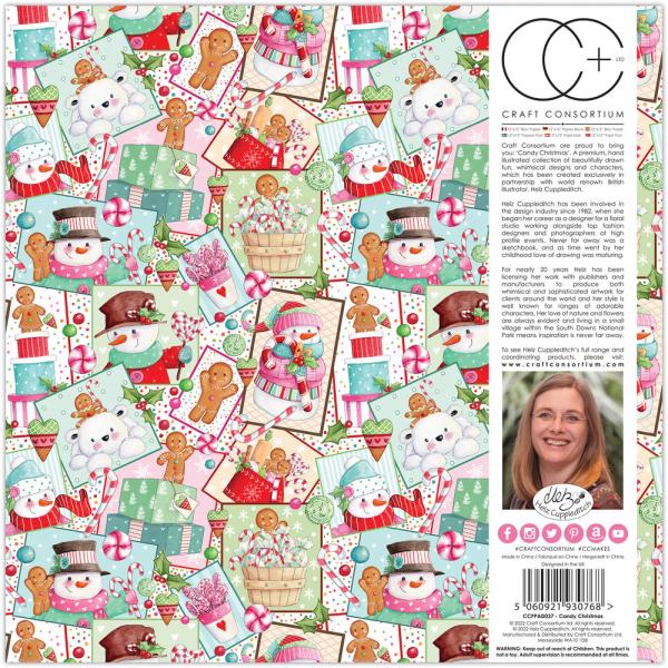 Craft Consortium - Paper Pad 12x12 Inch -  Candy Christmas  - Papierblock