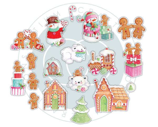 Craft Consortium - Chipboard Ephemera - "  Candy Christmas  " - Stanzteile