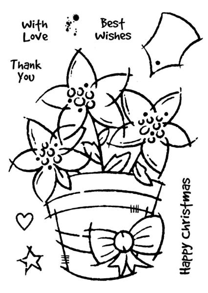 Woodware - Clear Stamps - Potted Poinsettias  - Stempel 