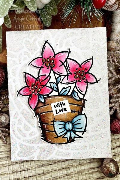 Woodware - Clear Stamps - Potted Poinsettias  - Stempel 