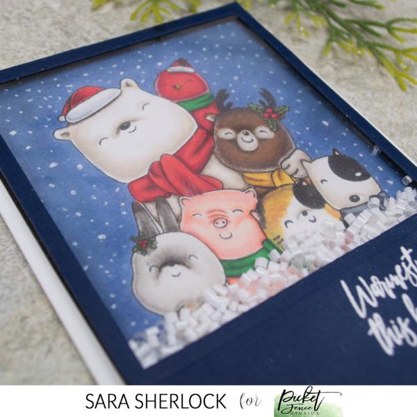 Picket Fence Studios - Clear Stamp - "An Animal Crackers Christmas Hello " Stempel 