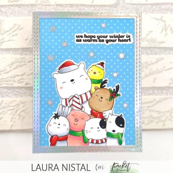 Picket Fence Studios - Clear Stamp - "An Animal Crackers Christmas Hello " Stempel 