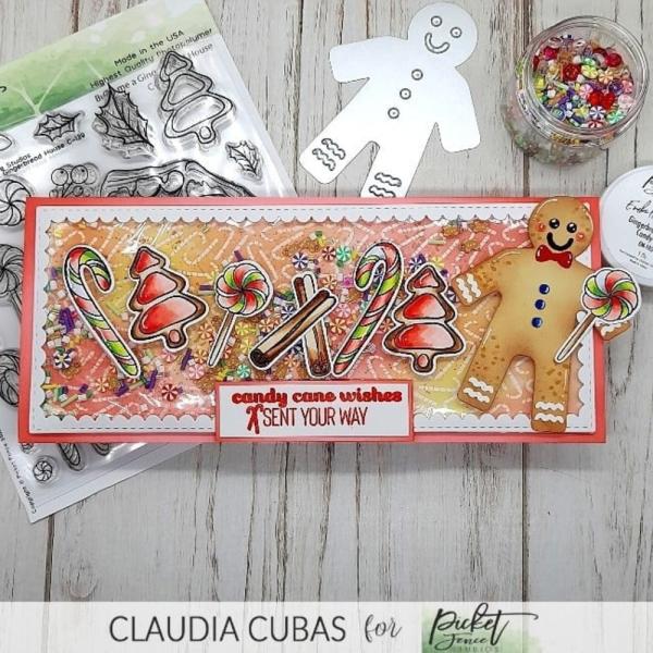 Picket Fence Studios - Clear Stamp - "Build me a Gingerbread House " - Stempel 