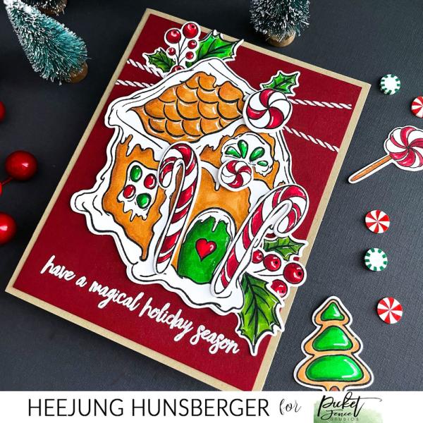 Picket Fence Studios - Clear Stamp - "Build me a Gingerbread House " - Stempel 