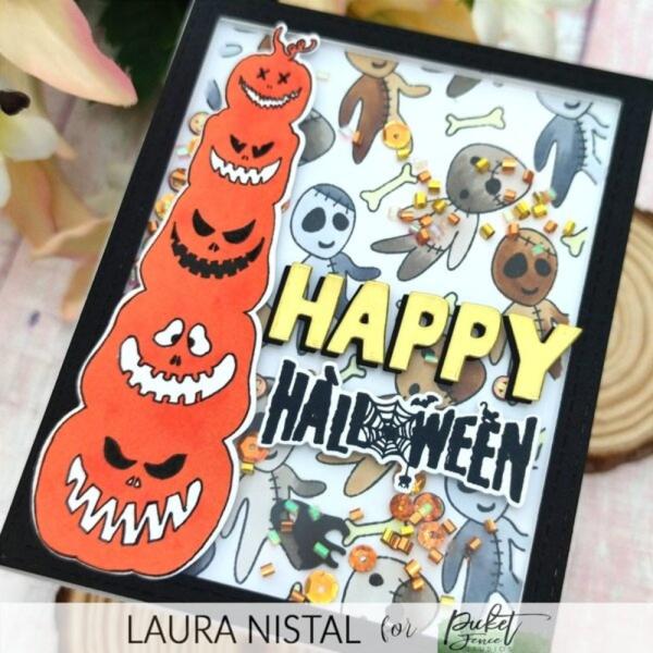 Picket Fence Studios - Clear Stamp - "Friendly Jack-o-Laterns " - Stempel 