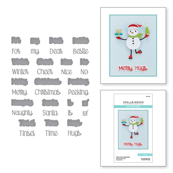 Spellbinders Dies "Tinsel Time Sentiments " Stanzschablonen