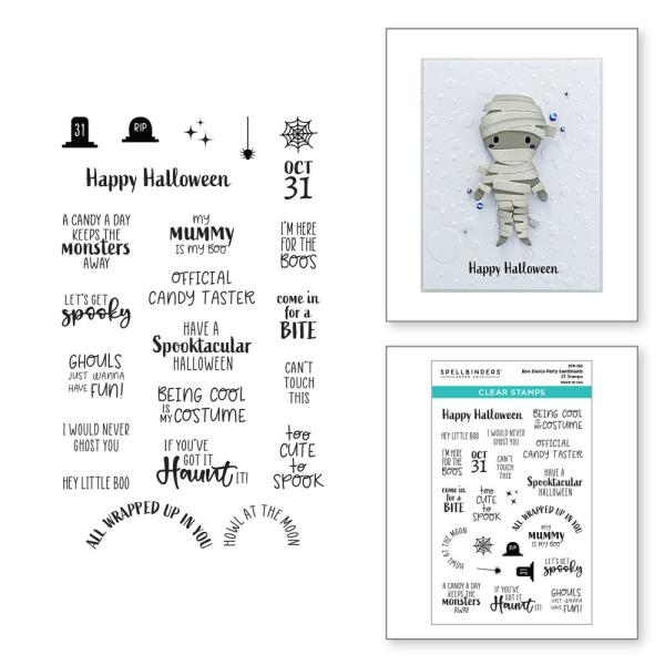 Spellbinders Stempelset - "Boo Dance Party Sentiments" - Silikonstempel