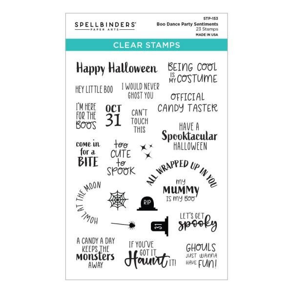 Spellbinders Stempelset - "Boo Dance Party Sentiments" - Silikonstempel