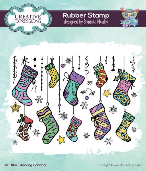 Creative Expressions - Rubber Stamp -  Stocking Garland  - Gummistempel