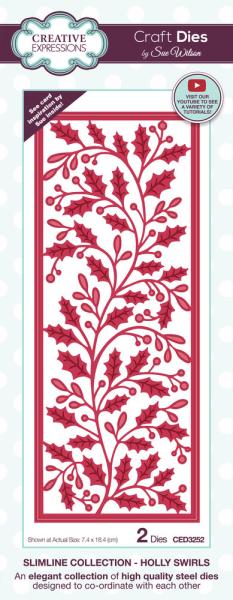 Creative Expressions - Craft Dies -  Slimline Holly Swirls - Stanze