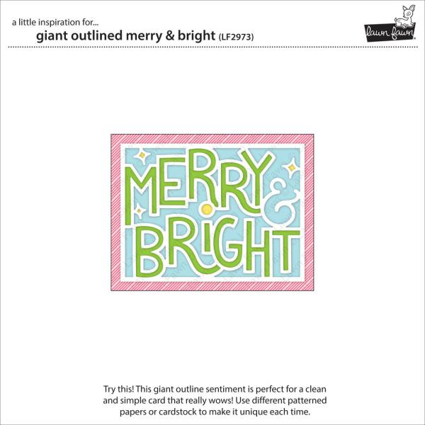 Lawn Fawn Craft Dies - "Giant Outlined Merry & Bright" - Stanzen