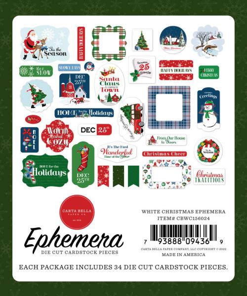 Carta Bella - Ephemera - "White Christmas" - Stanzteile