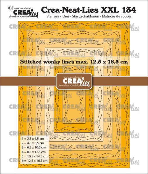 Crealies - Craft Die - Crea-Nest-Lies XXL Rectangles With 2 Wonky Stitchlines - Stanzschablone 