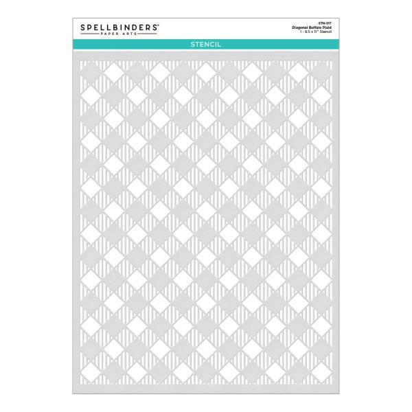 Spellbinders -Stencil - "Diagonal Buffalo Plaid" - Schablone