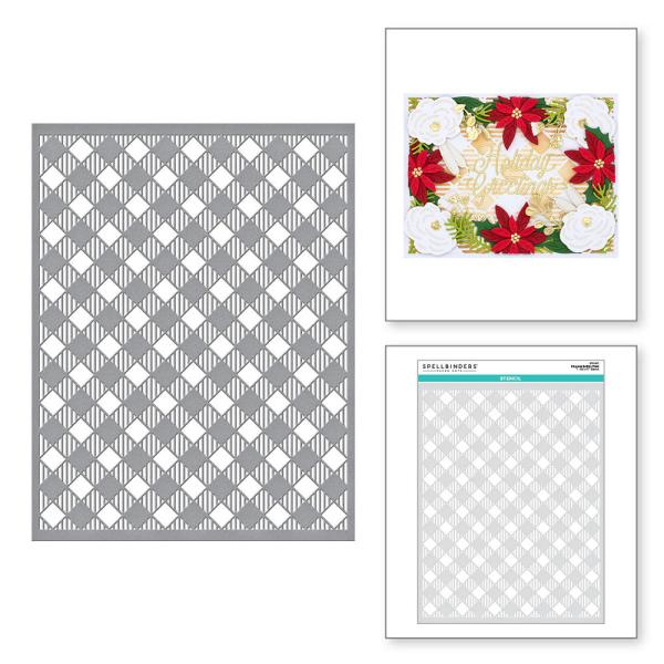 Spellbinders -Stencil - "Diagonal Buffalo Plaid" - Schablone